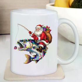 1pc Santa Claus Fishing Ceramic Coffee Mug - 11oz Reusable Insulated Cup with Festive Holiday Design, Perfect Christmas